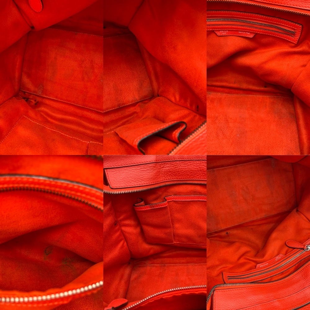 Celine Mini Luggage Tote Vermillion Drummed Calfskin Leather Bag - Picture 12 of 14